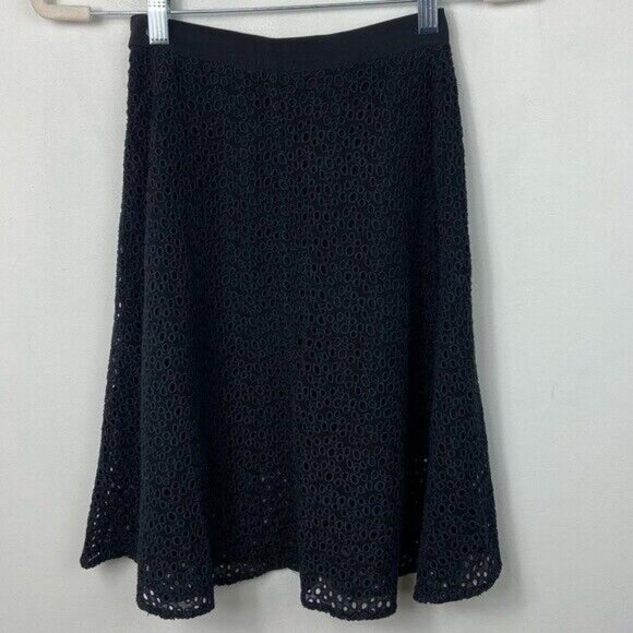 All Saints Black Lace A-Line Skirt Size 0 Broderie Anglaise Glesni Sanko Eyelet - Picture 4 of 7